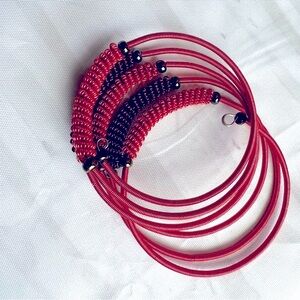 Stunning wrap hand made  telephone wire bracelet burgundy